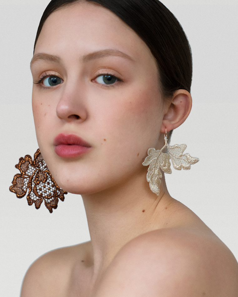 Customizable flower and leaf earrings