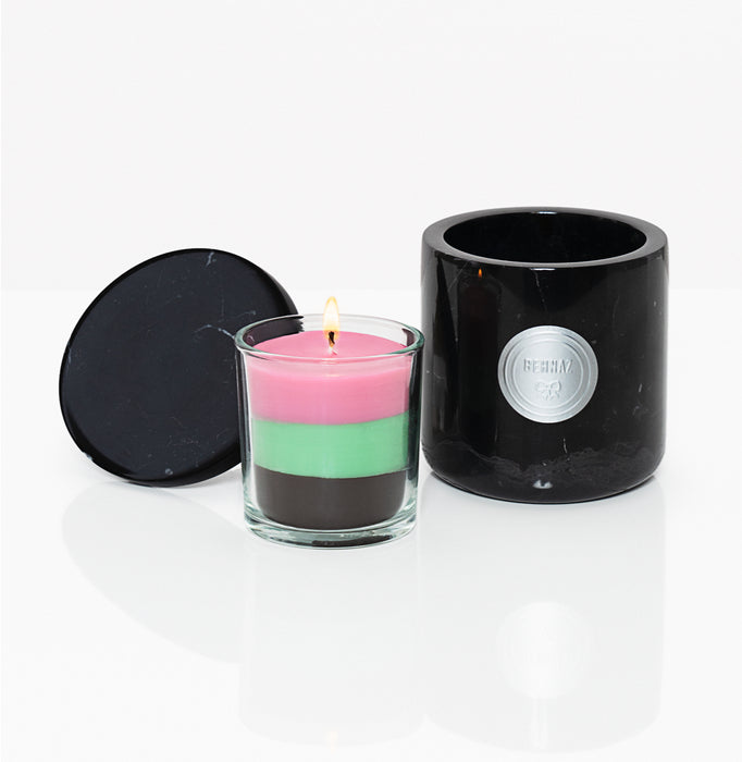 Refillable scented candle in marble vessel